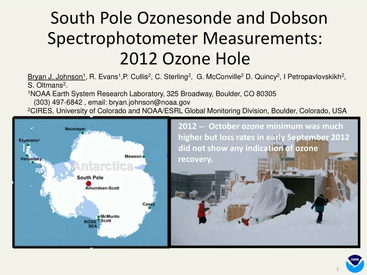 south pole ozonesonde and dobson spectrophotometer