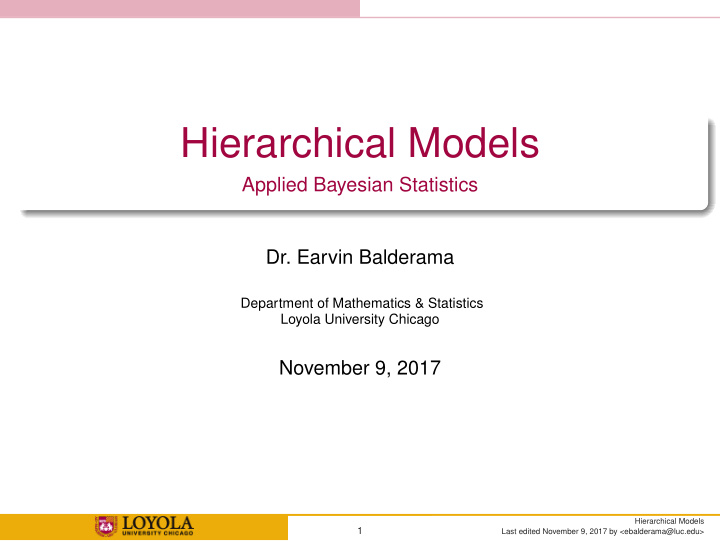 hierarchical models