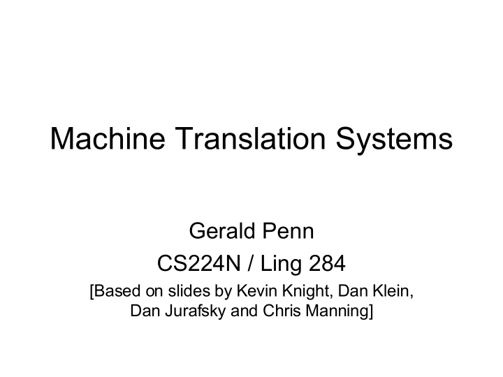 machine translation systems