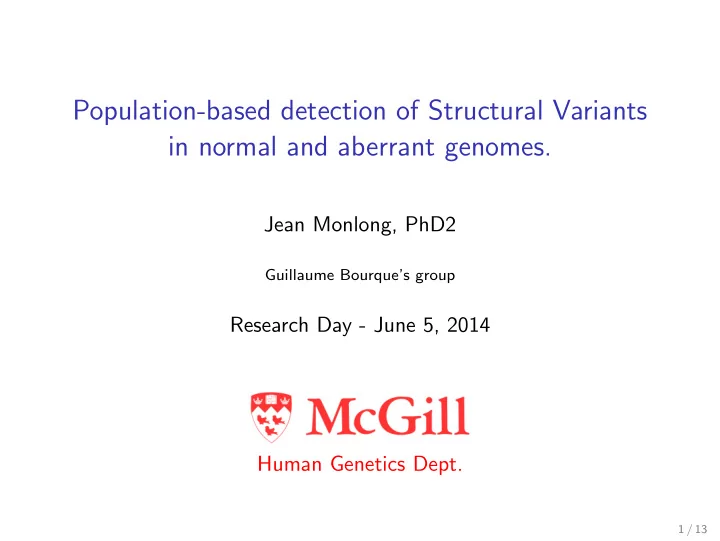 population based detection of structural variants in