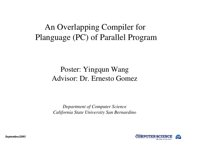 an overlapping compiler for planguage pc of parallel