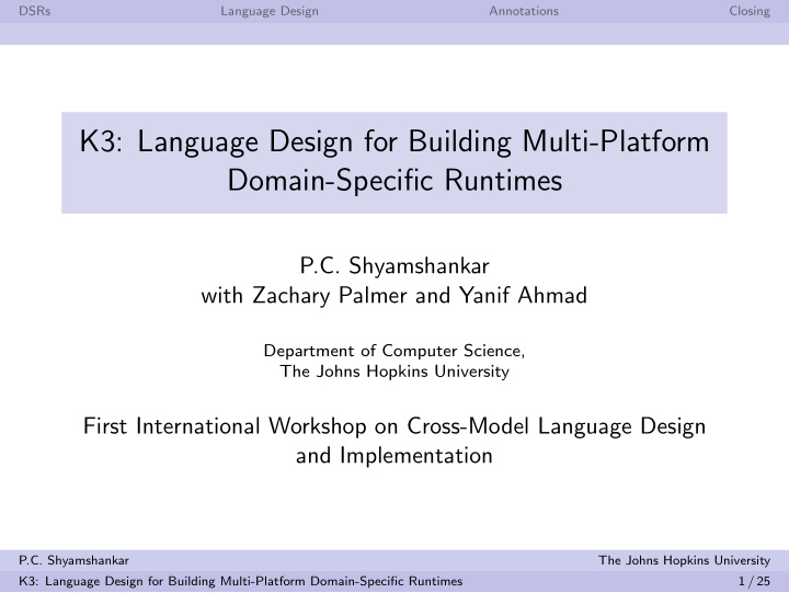 k3 language design for building multi platform domain