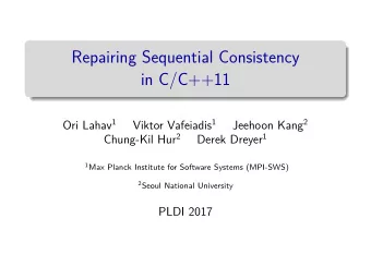 Repairing Sequential Consistency  in C/C++11 Ori Lahav 1 Viktor Vafeiadis 1 Jeehoon Kang 2