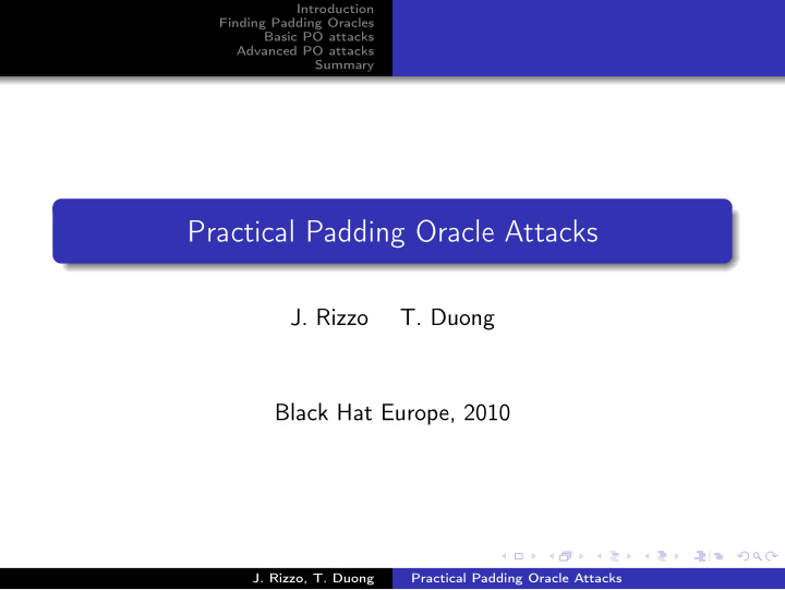 practical padding oracle attacks