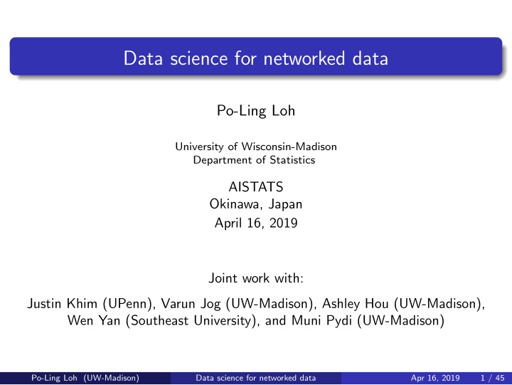 data science for networked data