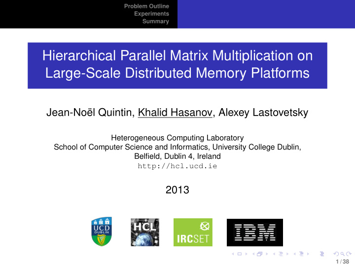 hierarchical parallel matrix multiplication on large
