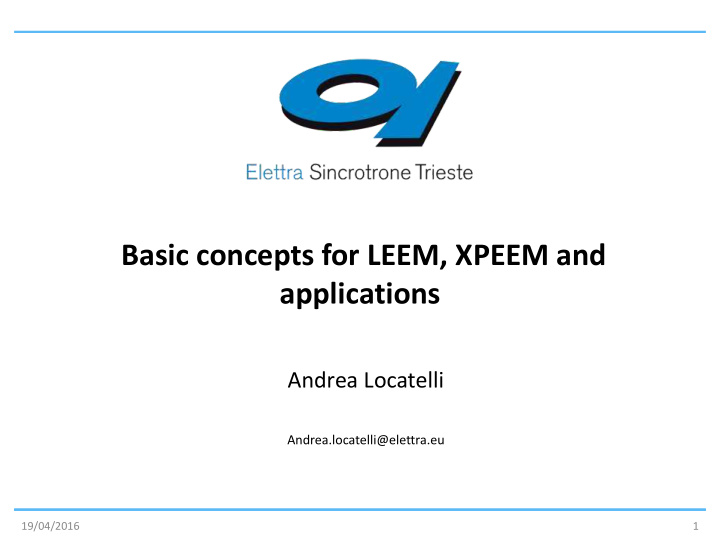 basic concepts for leem xpeem and