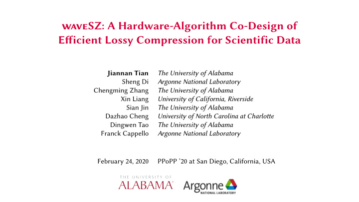 wavesz a hardware algorithm co design of efficient lossy