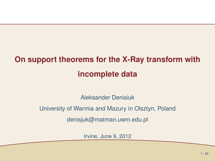 on support theorems for the x ray transform with