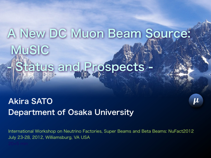 a new dc muon beam source music status and prospects