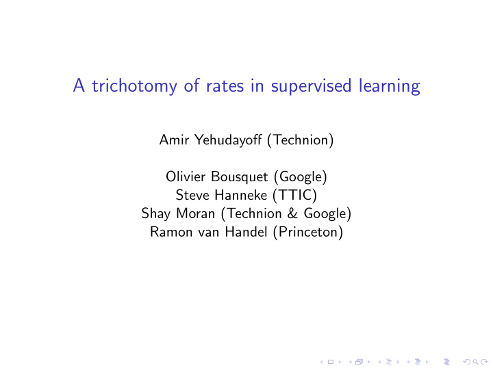 a trichotomy of rates in supervised learning