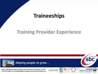 Traineeships  Training Provider Experience  SBC Training  Independent Training Provider