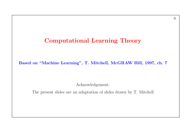 computational learning theory
