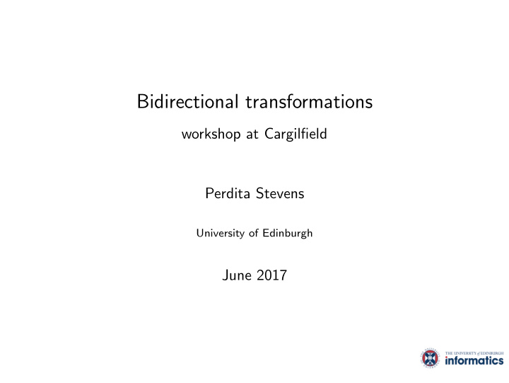 bidirectional transformations