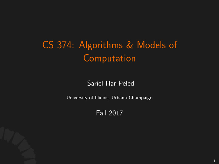 cs 374 algorithms models of computation