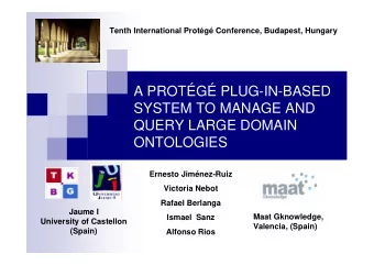 A PROTG PLUG-IN-BASED  SYSTEM TO MANAGE AND  QUERY LARGE DOMAIN  ONTOLOGIES  Ernesto