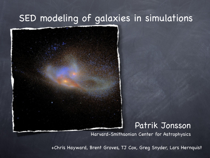 sed modeling of galaxies in simulations