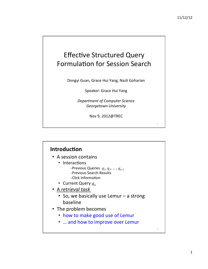 effec ve structured query formula on for session search