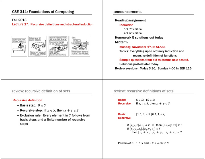 cse 311 foundations of computing announcements