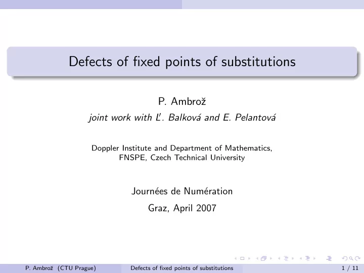 defects of fixed points of substitutions