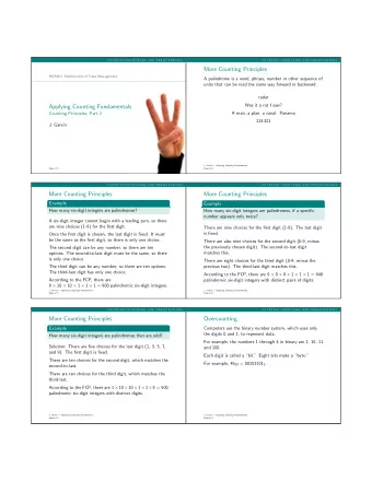 More Counting Principles  MDM4U: Mathematics of Data Management  A palindrome is a word, phrase,
