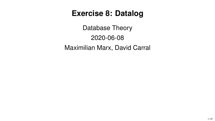 exercise 8 datalog