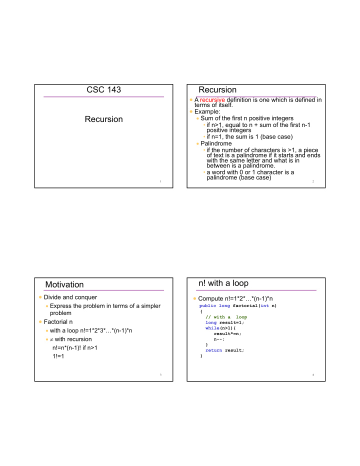 csc 143 recursion