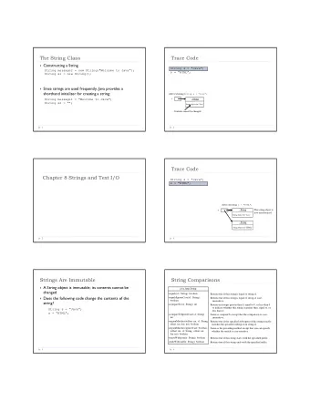The String Class  Trace Code  Constructing a String  String s = &quot;Java&quot;;  String