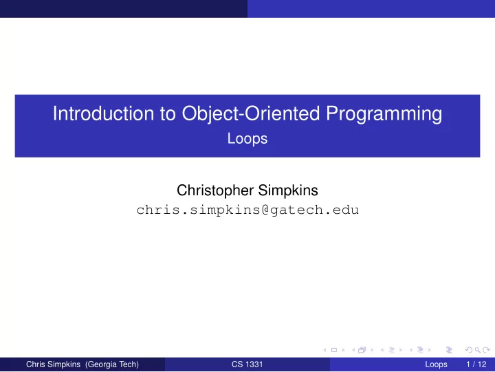 introduction to object oriented programming