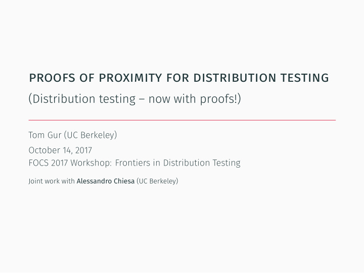 proofs of proximity for distribution testing