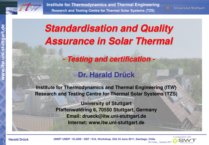 assurance in solar thermal