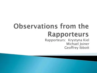 Rapporteurs:  Krystyna  Kiel  Michael Joiner  Geoffrey Ibbott  Radiation Oncology  Radiation