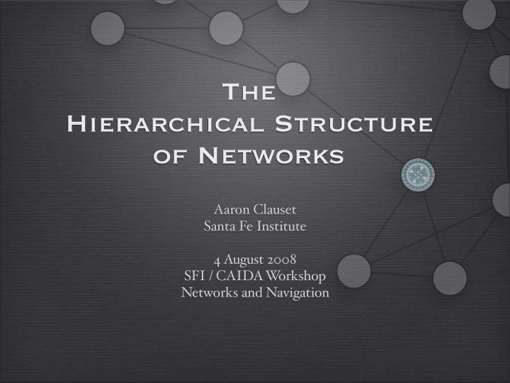 the hierarchical structure of networks