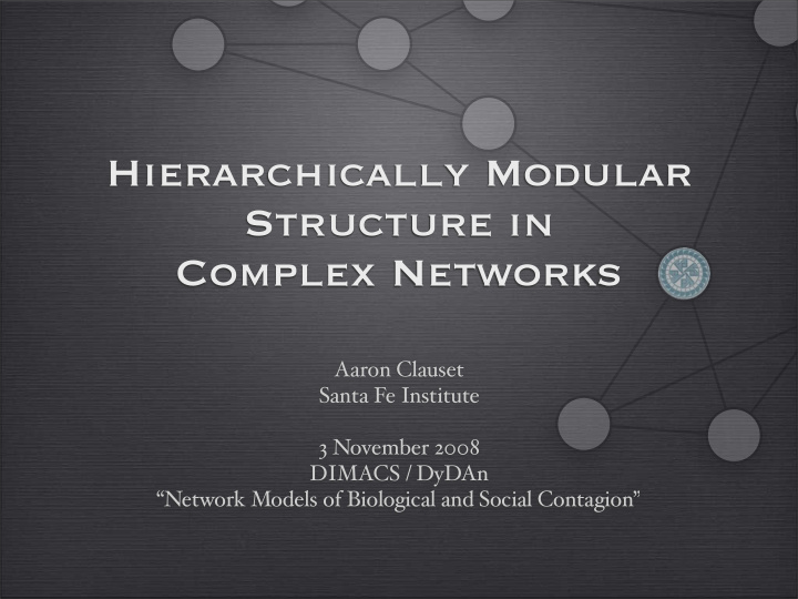 hierarchically modular structure in complex networks