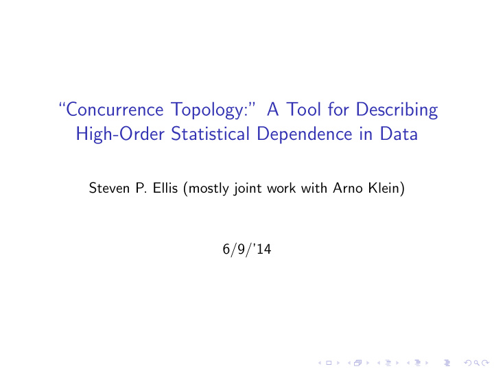 concurrence topology a tool for describing high order