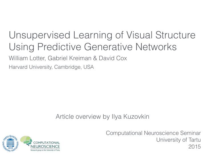 unsupervised learning of visual structure using