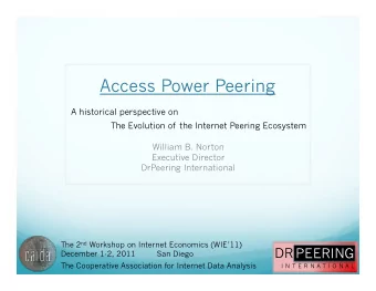 Access Power Peering  A historical perspective on  The Evolution of the Internet Peering Ecosystem