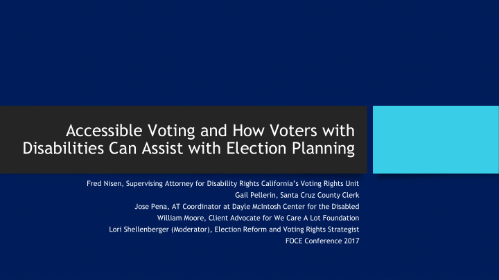 accessible voting and how voters with disabilities can