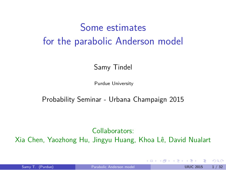 some estimates for the parabolic anderson model