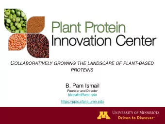 B. Pam Ismail  Founder and Director  bismailm@umn.edu  https://ppic.cfans.umn.edu  Plant Protein