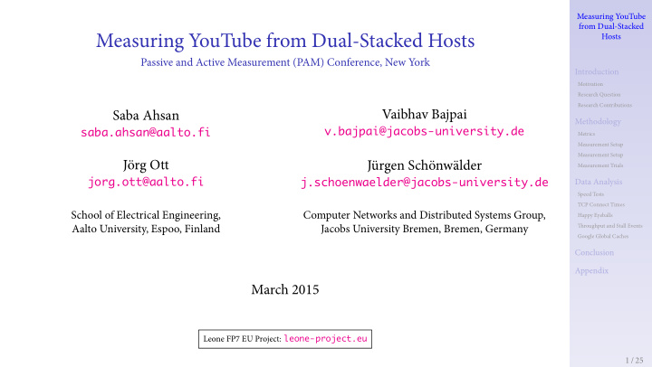 measuring youtube from dual stacked hosts