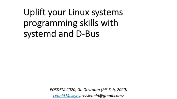 uplift your li linux systems pr progr gramming s amming