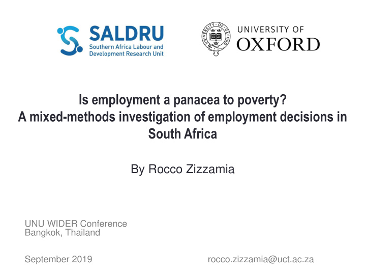 is employment a panacea to poverty a mixed methods