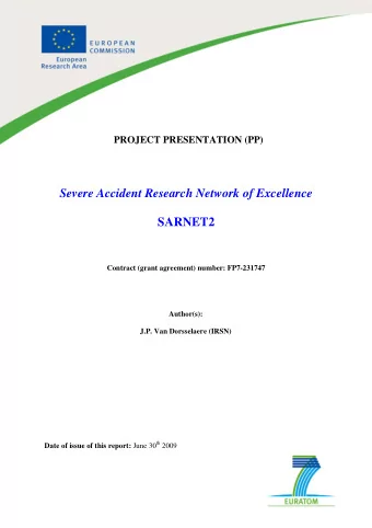 Severe Accident Research Network of Excellence  SARNET2  Contract (grant agreement) number: