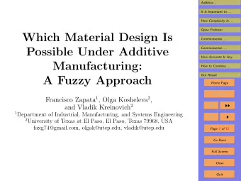 Which Material Design Is  Commonsense . . .  Possible Under Additive  Commonsense . . .  How