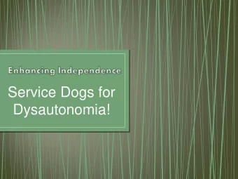 Service Dogs for  Dysautonomia!  A service dog is defined  in the ADA as any dog  that has been