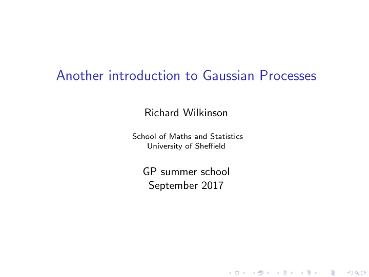 another introduction to gaussian processes