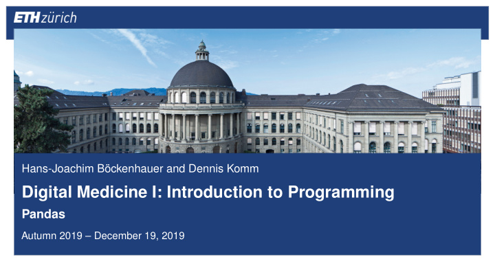 digital medicine i introduction to programming
