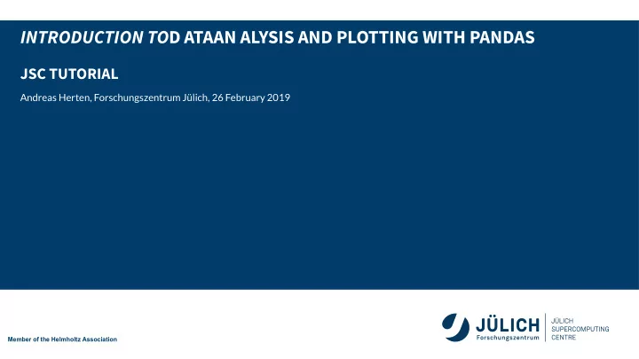 introduction to d ata an alysis and plotting with pandas