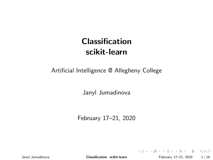 classification scikit learn
